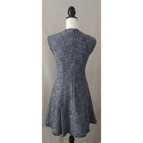 NWOT Rebecca Taylor Sleeveless Slub Suiting Gray Drop Waist Dress Size 4 - Picture 6 of 10